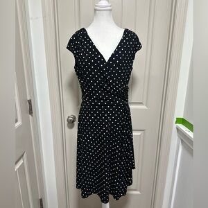 Ralph Lauren Black and White Polka Dot Midi Dress